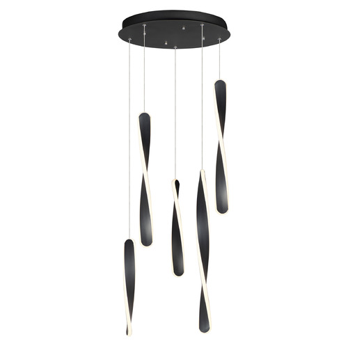 Pirouette LED 5-Light Pendant in Black by ET2 Lighting