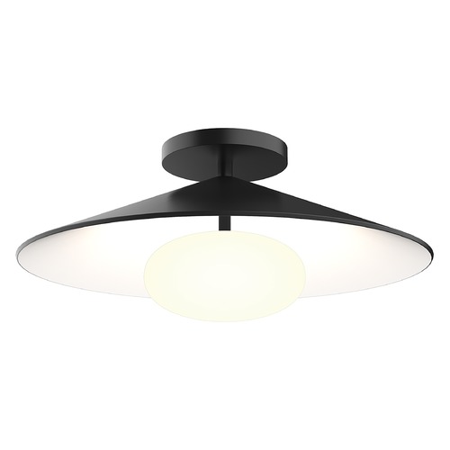 Kuzco Lighting Cruz 15-Inch LED Semi-Flush Mount with Spun Aluminum Shade in Black FM22815-BK/WH