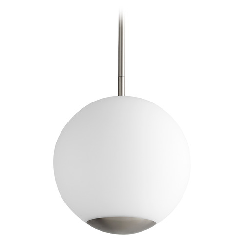 Terra 12-Inch Opal Globe Pendant in Satin Nickel by Oxygen Lighting