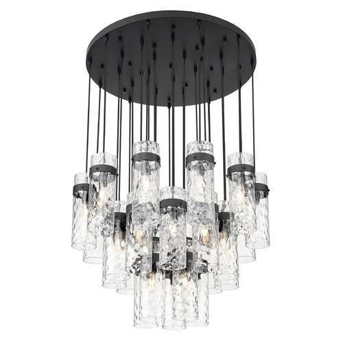 Z-Lite Fontaine Matte Black Multi-Light Pendant with Cylindrical Shade
