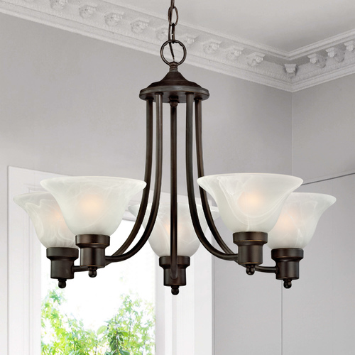 Design Classics Lighting Linnton 25-Inch Chandelier in Bolivian Bronze with Alabaster Glass 1650-78