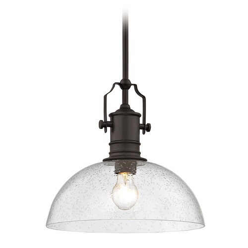 Design Classics Lighting Seeded Glass Farmhouse Pendant Light Bronze 13-Inch Wide 1765-220 G1785-CS