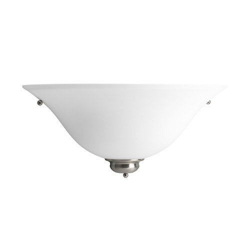Progress Lighting Progress Sconce Wall Light with White Glass in Brushed Nickel Finish P7153-09W
