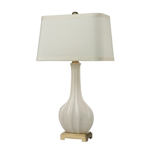 Elk Lighting Dimond Lighting Cream Glaze, Antique Brass Table Lamp with Rectangle Shade D2596