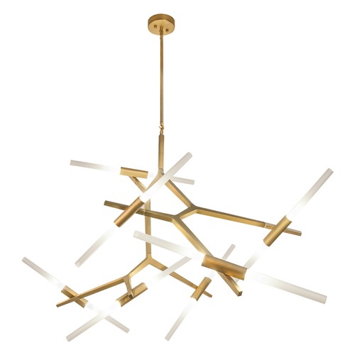 Modern 14-Light LED Chandelier in Brushed Brass
