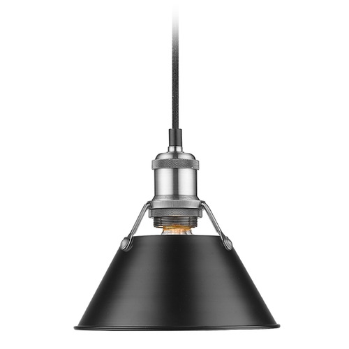 Golden Lighting Orwell Small Pendant in Pewter & Black by Golden Lighting 3306-S PW-BLK