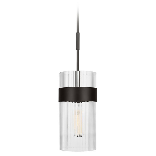 Visual Comfort Studio Collection Geneva Aged Iron Mini-Pendant Light with Cylindrical Shade