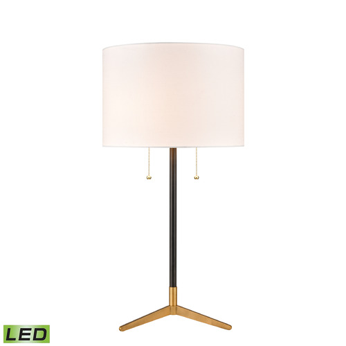 Elk Lighting Elk Lighting Clubhouse Matte Black & Aged Brass LED Table Lamp with Drum Shade D3120WHT-LED