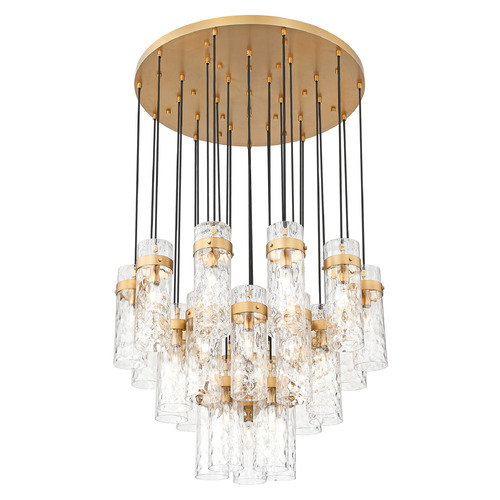 Z-Lite Fontaine Rubbed Brass Multi-Light Pendant with Cylindrical Shade