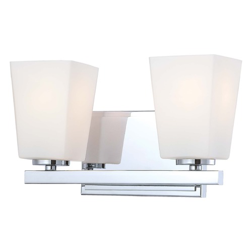 Modern Bathroom Light with White Glass in Chrome by Minka Lavery