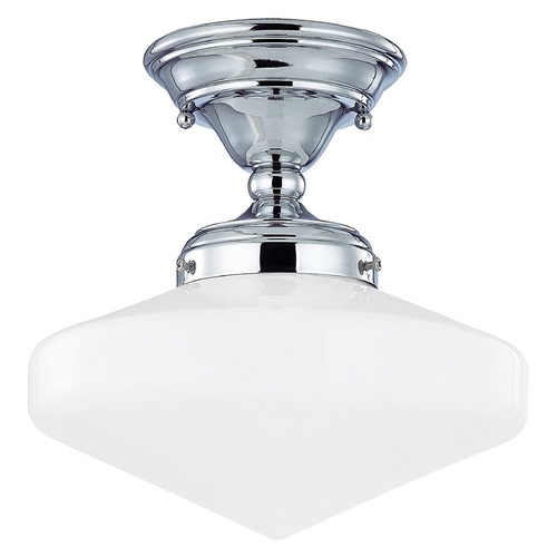 Design Classics Lighting 10-Inch Schoolhouse Ceiling Light in Chrome Finish FAS-26 / GE10