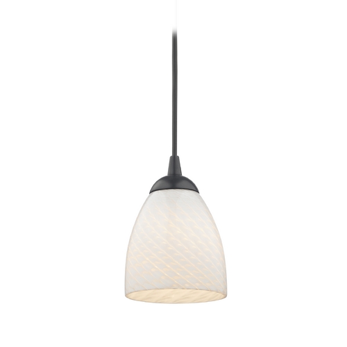 Contemporary Mini-Pendant Light with White Scalloped Art Glass