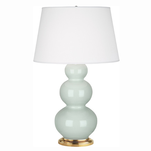 Robert Abbey Lighting Triple Gourd Cleadon / Antique Natural Brass Table Lamp with Empire Shade