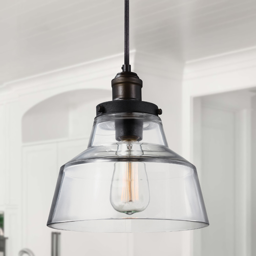 Visual Comfort Studio Collection Baskin 10-Inch Pendant in Painted Aged Brass & Weathered Zinc by Visual Comfort Studio P1348PAGB/DWZ