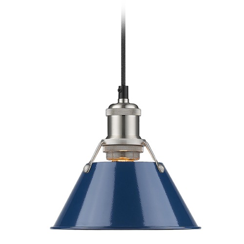 Golden Lighting Orwell Small Pendant in Pewter & Navy Blue by Golden Lighting 3306-S PW-NVY