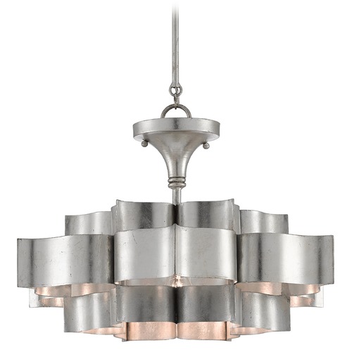 Currey and Company Lighting Grand Lotus 20.25-Inch Chandelier in Silver Leaf by Currey & Company 9000-0374