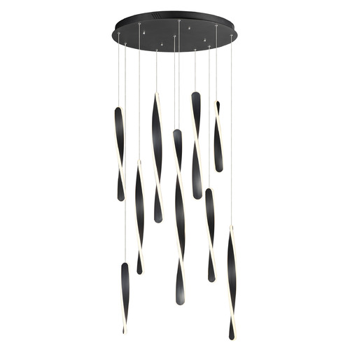 ET2 Lighting Pirouette LED 10-Light Pendant in Black by ET2 Lighting E24156-BK