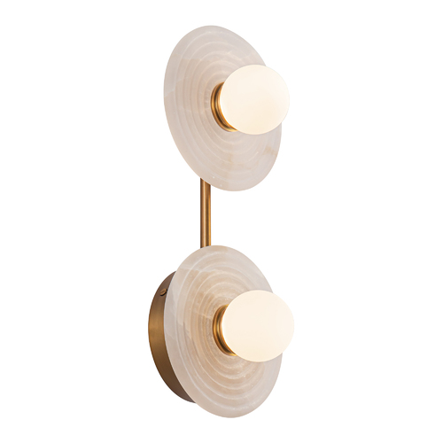 Dahlia LED 2-Light Alabaster Wall Sconce in Brass by Alora Lighting