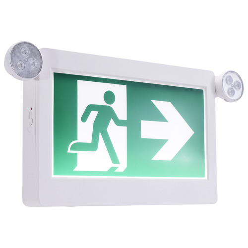 Satco Lighting White & Green LED Exit & Emergency Sign