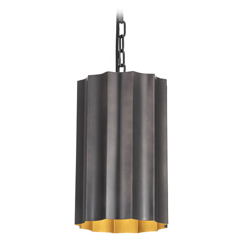 Maxim Lighting Allegra Gunmetal & Gold Mini-Pendant Light with Scalloped Shade