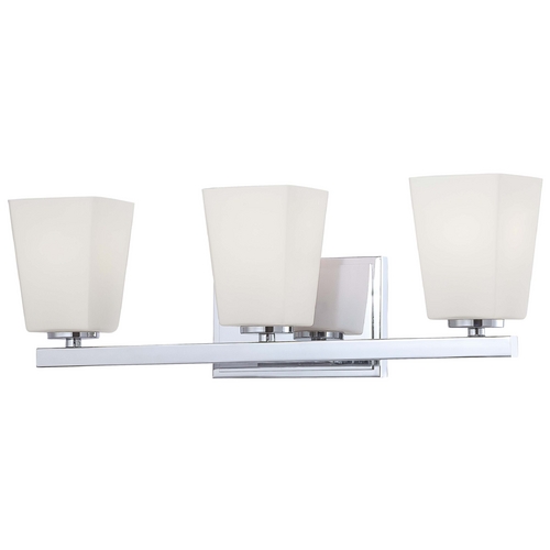 Modern Bathroom Light with White Glass in Chrome by Minka Lavery