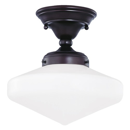 Design Classics Lighting 10-Inch Schoolhouse Ceiling Light in Bronze Finish FAS-220 / GE10