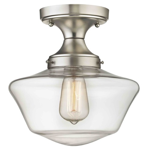 Design Classics Lighting Clear Glass Schoolhouse Semi Flush Ceiling Light Satin Nickel 10-Inch FDS-09 / GA10-CL