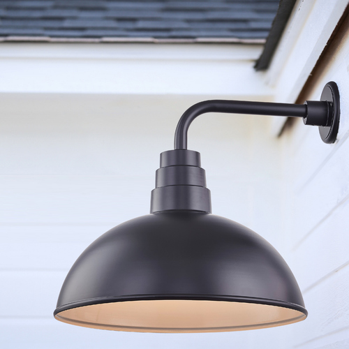 Recesso Lighting by Dolan Designs Black Gooseneck Barn Light with 18-Inch Dome Shade BL-ARMD2-BLK/BL-SH18D-BLK