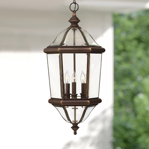 Hinkley Outdoor Hanging Light with Clear Glass in Copper Bronze Finish 2452CB