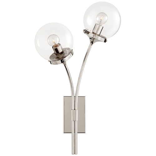 Visual Comfort Signature Collection Kate Spade New York Prescott Left Sconce in Nickel by Visual Comfort Signature KS2407PNCG