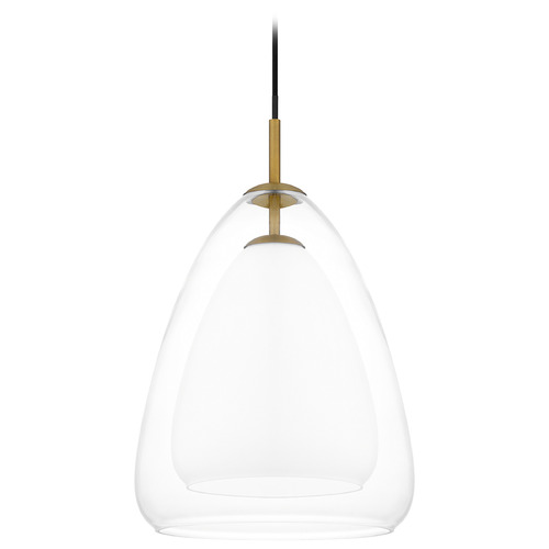 Quoizel Lighting Aero Aged Brass Pendant Light with Bowl / Dome Shade