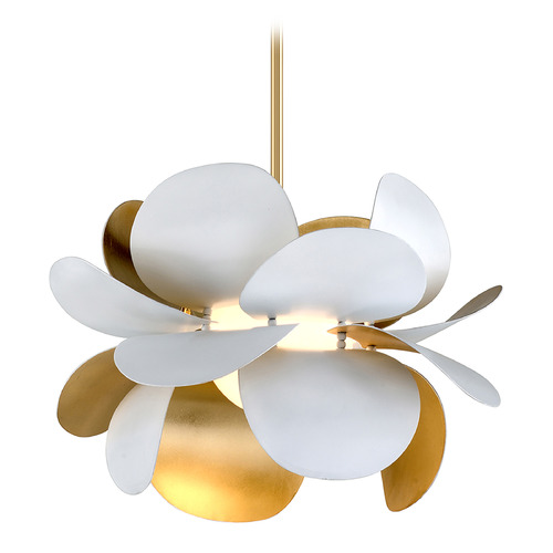 Corbett Lighting Ginger Gold Leaf & Soft White Combo Pendant Light with Globe Shade