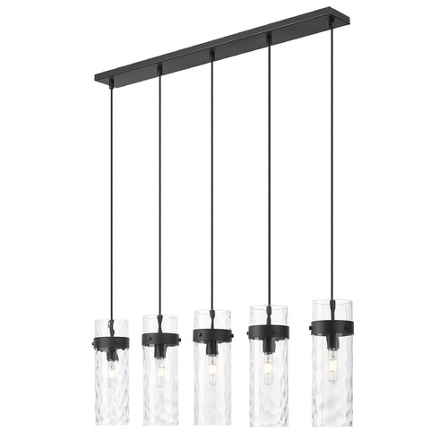 Z-Lite Fontaine Matte Black Multi-Light Pendant with Cylindrical Shade