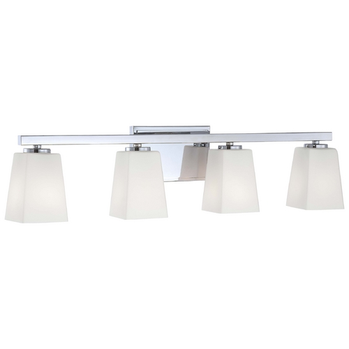 Modern Bathroom Light with White Glass in Chrome by Minka Lavery