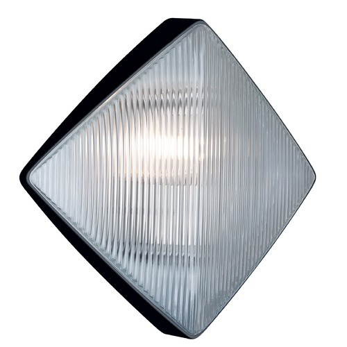Besa Lighting Frosted Ribbed Glass Outdoor Wall Light Black Costaluz by Besa Lighting 311057
