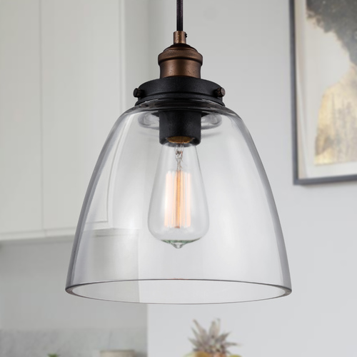 Baskin 9-Inch Pendant in Painted Aged Brass & Weathered Zinc by Visual Comfort Studio