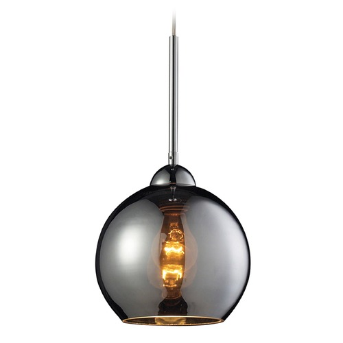 Elk Lighting Cassandra Polished Chrome Mini-Pendant Light with Globe Shade - Includes Recessed Adapter Kit 10240/1CHR-LA