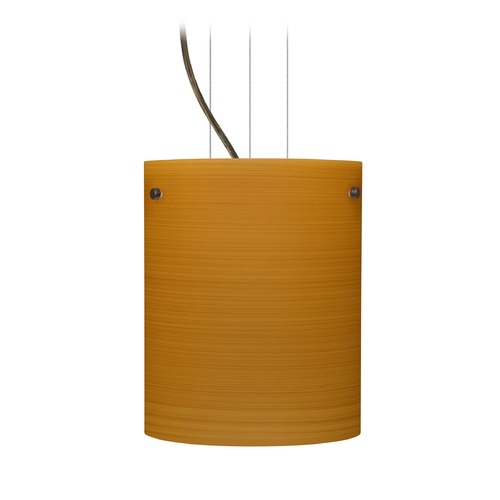 Besa Lighting Tamburo Bronze LED Mini-Pendant Light with Cylindrical Shade