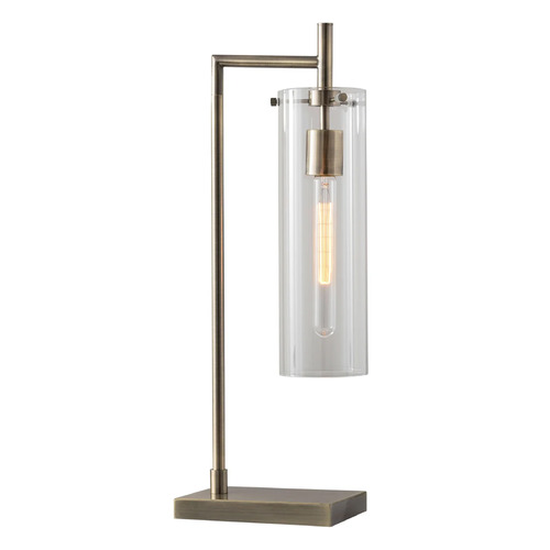 Adesso Home Dalton Antique Brass Table Lamp with Cylindrical Shade