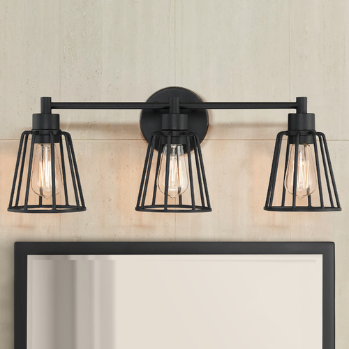 Atticus Earth Black 3-Light Bathroom Light by Quoizel Lighting