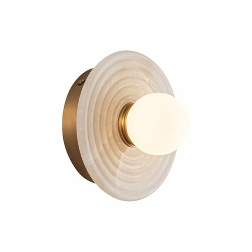 Dahlia LED Alabaster Wall Sconce in Vintage Brass by Alora Lighting