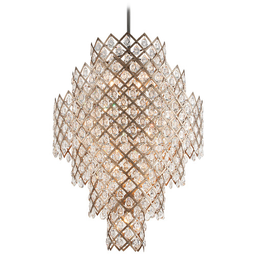 Corbett Lighting Tiara Stria Gold Leaf & Stainless Steel Chandelier
