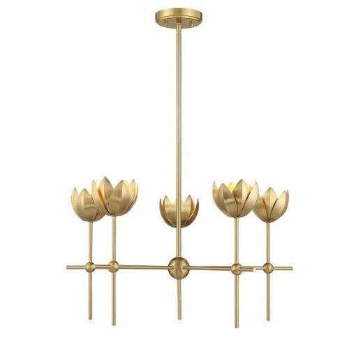 5-Light Chandelier in Natural Brass by Meridian