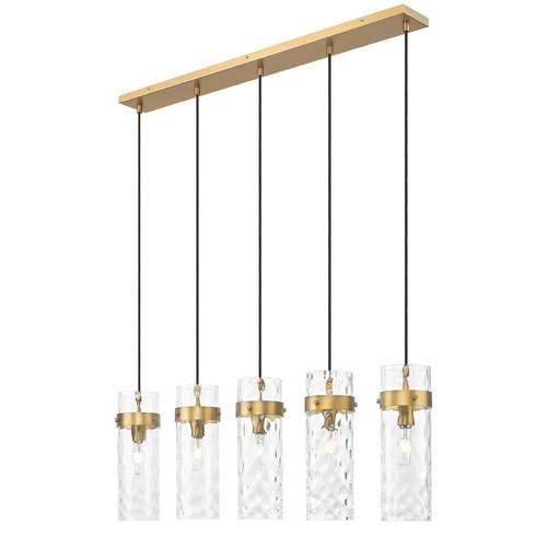 Z-Lite Fontaine Rubbed Brass Multi-Light Pendant with Cylindrical Shade