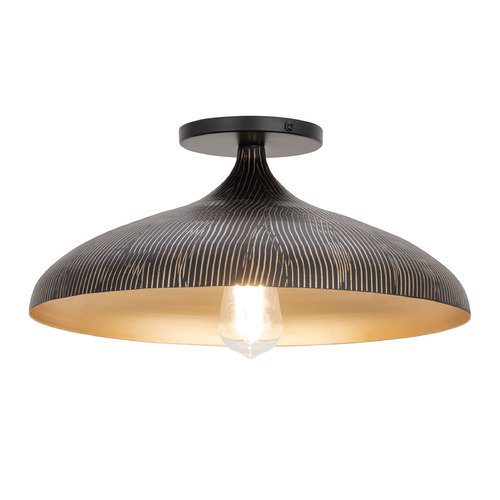 Maxim Lighting Maxim Lighting Fleur Striated Matte Black & Gold Flushmount Light 10910BKGLD
