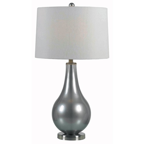 Kenroy Home Lighting Modern Table Lamp with White Shade in Metallic Pewter Finish 32043MP