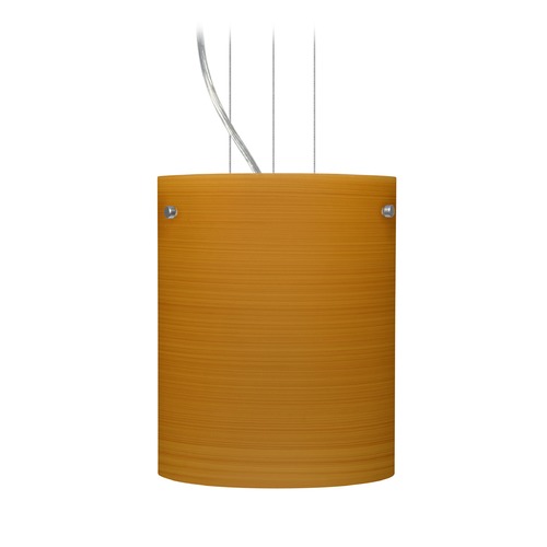 Besa Lighting Tamburo Satin Nickel LED Mini-Pendant Light with Cylindrical Shade