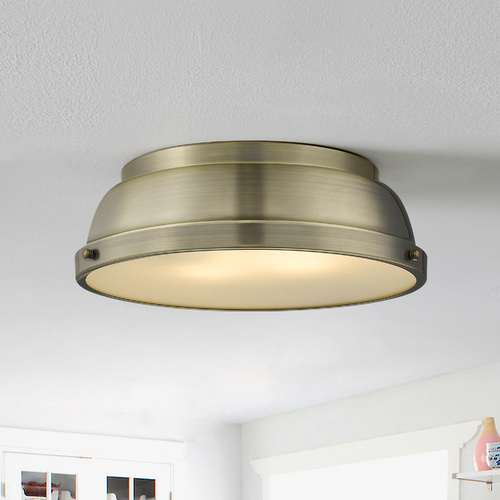Duncan Flush Mount in Aged Brass by Golden Lighting