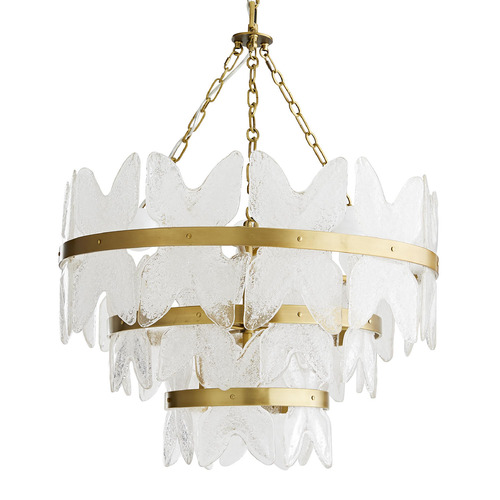 Arteriors Home Lighting Millie Chandelier in Antique Brass & Seedy Glass by Arteriors Home 89101