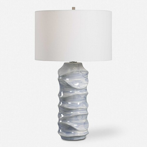Waves Table Lamp in Blue & White by Uttermost Lighting